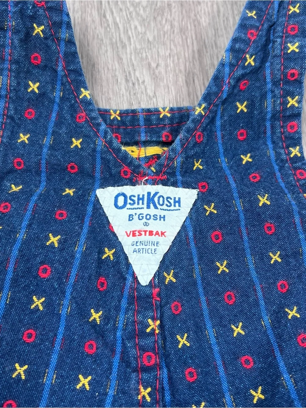 OshKosh B'Gosh Vestbak Bib Romper Overalls Size‎ 12M Blue Vintage 1980s USA XO